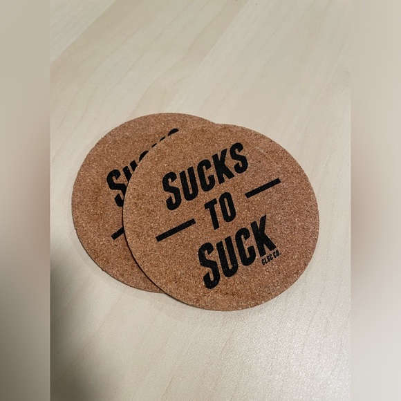 CLSC CO. “Sucks to suck” drink coasters - Set of 2 - Picture 3 of 3